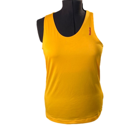 REEBOK WorkOut Ready Collection Mustard Yellow Racerback Tank Top  Bra Support - Picture 1 of 8